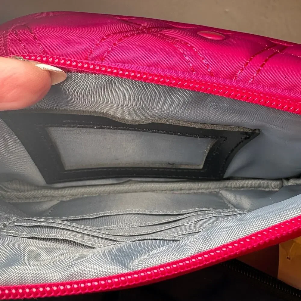 IHKWIP On-The-Go RFID Wallet Wristlet Hot Pink Fuchsia Quilted Pocket Security